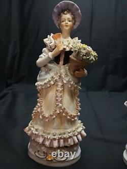 Vintage German Bisque Porcelain Figurines Pair 10.25