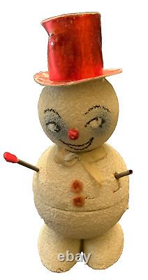 Vintage German Candy Container Snowman With Red Top Hat