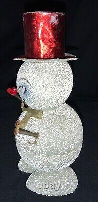 Vintage German Candy Container Snowman With Red Top Hat