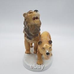 Vintage German Carl Scheidig Lion & Lioness Porcelain Figurine 7331