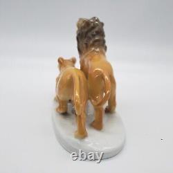 Vintage German Carl Scheidig Lion & Lioness Porcelain Figurine 7331