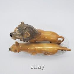 Vintage German Carl Scheidig Lion & Lioness Porcelain Figurine 7331