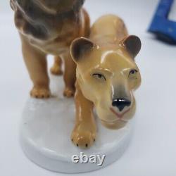 Vintage German Carl Scheidig Lion & Lioness Porcelain Figurine 7331