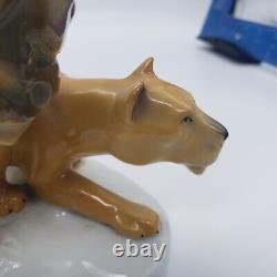 Vintage German Carl Scheidig Lion & Lioness Porcelain Figurine 7331