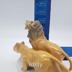 Vintage German Carl Scheidig Lion & Lioness Porcelain Figurine 7331