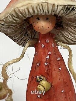 Vintage German Ceramic Muscaria Mushroom Lady Figurines Lot Of 3 Rare