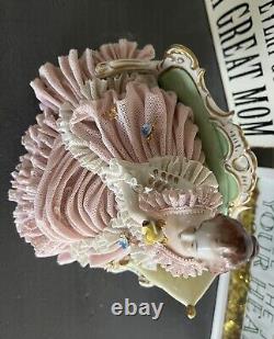 Vintage German Dresden Fritz Ackermann Lace Porcelain Beautiful Lady Figurine