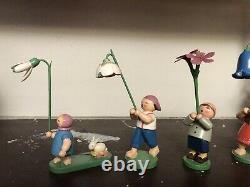 Vintage German Erzgebirge Wendt & Kuhn Flower Children set of 6 RARE