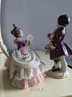 Vintage German Frankenthal Nymphenburg Lace Porcelain Figurine Set Little Couple