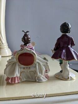 Vintage German Frankenthal Nymphenburg Lace Porcelain Figurine Set Little Couple