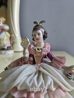 Vintage German Frankenthal Nymphenburg Lace Porcelain Figurine Set Little Couple