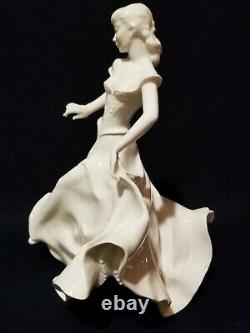 Vintage German Hutschenreuther G. Granget White Porcelain Woman Dancing Figurine