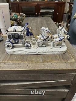 Vintage German KPMPorcelain HorseCarriage Princess Figurine Statue Group RARE