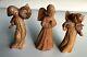 Vintage German Oberammergau Hand Carved Wood Christmas Angels Figurines Set Of 3