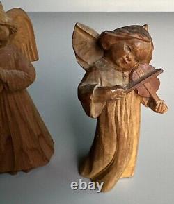 Vintage German Oberammergau Hand Carved Wood Christmas Angels Figurines set of 3