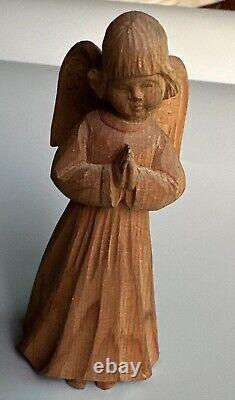 Vintage German Oberammergau Hand Carved Wood Christmas Angels Figurines set of 3