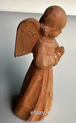 Vintage German Oberammergau Hand Carved Wood Christmas Angels Figurines set of 3