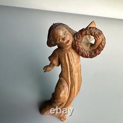 Vintage German Oberammergau Hand Carved Wood Christmas Angels Figurines set of 3