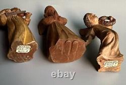 Vintage German Oberammergau Hand Carved Wood Christmas Angels Figurines set of 3