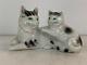 Vintage German Porcelain Cat & Kitten Green Eyes Figurine With Faint Crown Mark