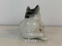 Vintage German Porcelain Cat & Kitten Green Eyes Figurine with Faint Crown Mark