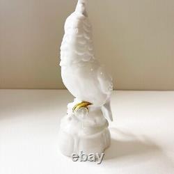 Vintage German Porcelain Cockatoo Thuringia White Ceramic Painted Gold