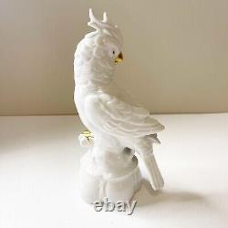 Vintage German Porcelain Cockatoo Thuringia White Ceramic Painted Gold