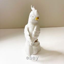 Vintage German Porcelain Cockatoo Thuringia White Ceramic Painted Gold