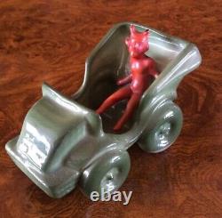 Vintage German Red Devil in Car Porcelain Figure