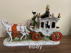 Vintage German Scheibe Alsbach Porcelain Horse Carriage Figural Group Marked