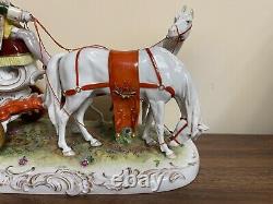 Vintage German Scheibe Alsbach Porcelain Horse Carriage Figural Group Marked