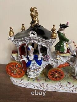 Vintage German Scheibe Alsbach Porcelain Horse Carriage Figural Group Marked