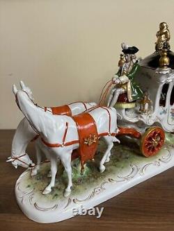 Vintage German Scheibe Alsbach Porcelain Horse Carriage Figural Group Marked