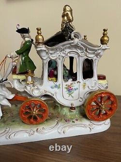 Vintage German Scheibe Alsbach Porcelain Horse Carriage Figural Group Marked