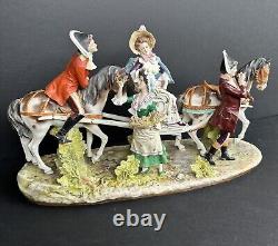 Vintage German Scheibe Alsbach Porcelain Horse Carriage Figural Group Marked-20C