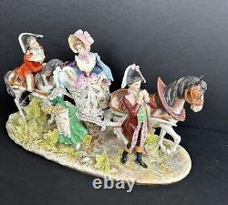 Vintage German Scheibe Alsbach Porcelain Horse Carriage Figural Group Marked-20C