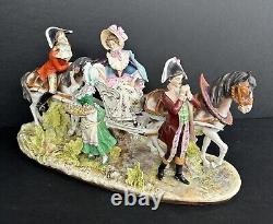 Vintage German Scheibe Alsbach Porcelain Horse Carriage Figural Group Marked-20C