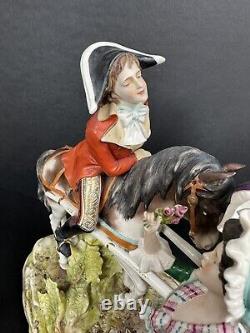 Vintage German Scheibe Alsbach Porcelain Horse Carriage Figural Group Marked-20C