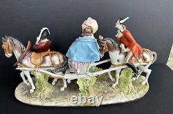 Vintage German Scheibe Alsbach Porcelain Horse Carriage Figural Group Marked-20C