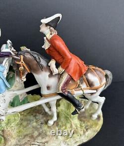 Vintage German Scheibe Alsbach Porcelain Horse Carriage Figural Group Marked-20C