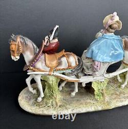 Vintage German Scheibe Alsbach Porcelain Horse Carriage Figural Group Marked-20C