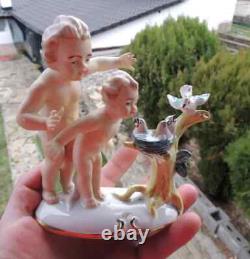 Vintage German Thuringia Scheidig Grafenthal Porcelain Figurine Birds Children