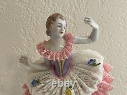 Vintage German Volkstedt Porcelain Lace Figurine Ballerina Woman Girl