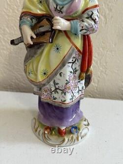 Vintage German Volkstedt Porcelain Pair of Malabar Musician Figurines