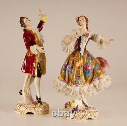 Vintage German porcelain lace figurine Volkstedt Dresden