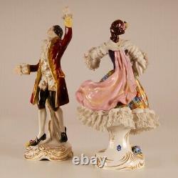 Vintage German porcelain lace figurine Volkstedt Dresden