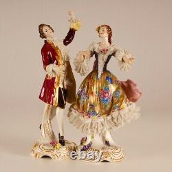 Vintage German porcelain lace figurine Volkstedt Dresden