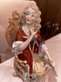 Vintage Germany Figurine porceline Woman Sitting On Chair 11980 Mint