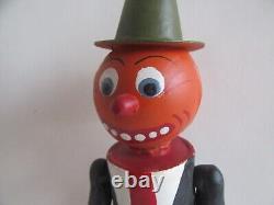 Vintage Germany Halloween Pumpkin Man with Hat & Arms Paper Mache Candy Container