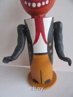 Vintage Germany Halloween Pumpkin Man with Hat & Arms Paper Mache Candy Container